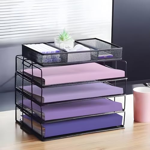 Image of The Better Home 4 Tier Office Files Storage Organiser | Multipurpose Storage Rack For Office, Reception Table | Desk Accessories Durable Metal Mesh Design
