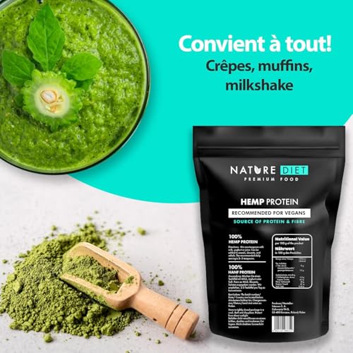 Nature Diet Protéine de Chanvre | 500 g | Protéine Végétale en Poudre | Riche en Fibres | Vegan, Sans Gluten & Sans Lactose | Idéale pour Smoothies, Shakes & Pâtisserie – Image 7