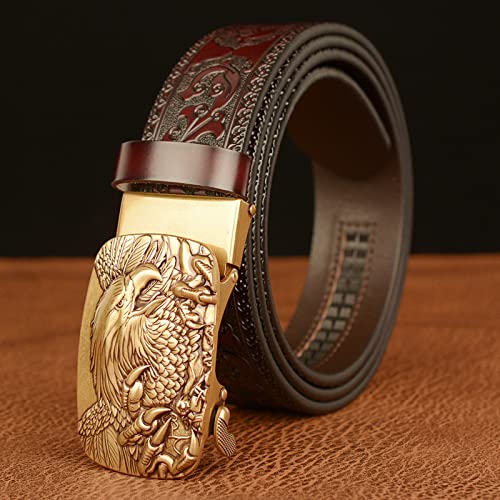 Western Ratchet Belt for Men – 3D Eagle Buckle Vintage Distressed Genuine Leather Cowboy Jeans2