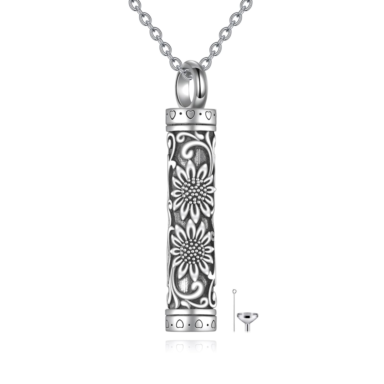 YAFEINI Collier urne funéraire tournesol pour cendres en argent sterling 925, bijou de crémation, cadeau commémoratif pour homme et femme