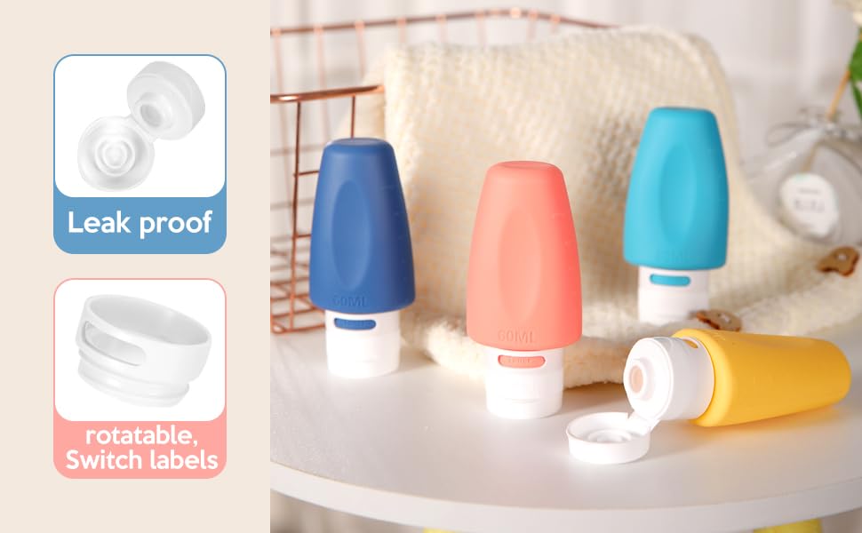 Miniatura 5 de Kit de artículos de tocador de tamaño de viaje, a prueba de fugas, juegos de champú y acondicionador de tamaño de viaje, botella de silicona de 2