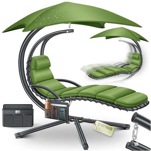 KESSER Chaise longue flottante, avec parasol, chaise longue suspendue, chaise longue H200, L 194, l 100 cm, chaise longue à bascule, hamac, charge maximale...