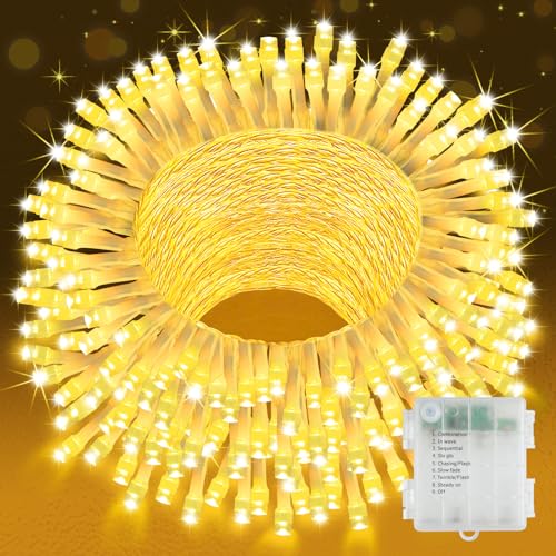 YIFMOO Lichterkette Außen Batterie, 20M 200LED Weihnachtsbeleuchtung...