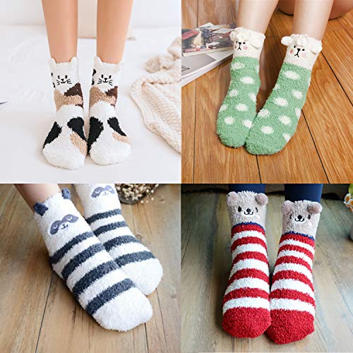 Image of Loritta 6 Pairs Womens Fuzzy Socks, Winter Warm Fluffy Slipper Socks