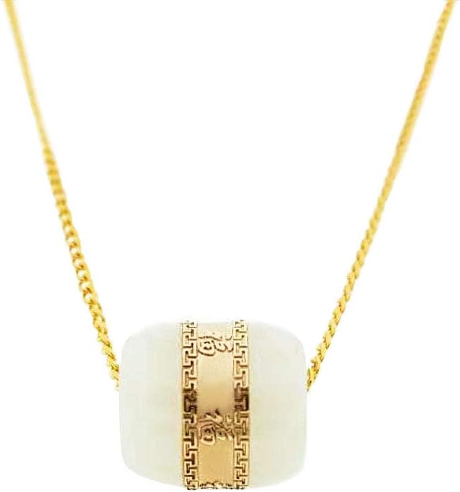 CHOW TAI FOOK 18K Yellow Gold and Hetian Jade Fortune Charm Pendant
