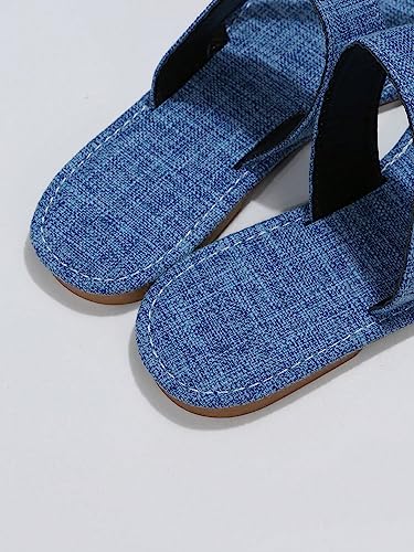 Image of GORGLITTER Women's Denim Jean Sandals Cute Dressy Toe Ring Strappy Slip on Slide Flats Sandal