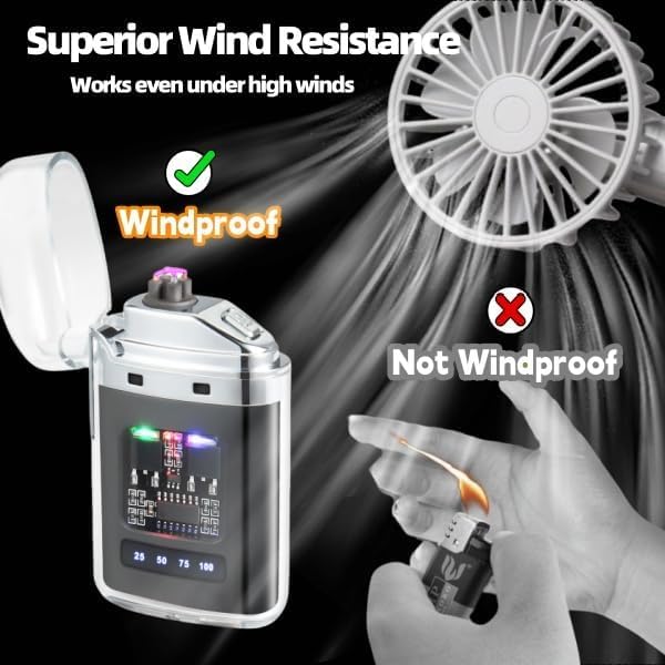 Image of Gadget Deals- Cigarette lighters for Men | Lighter Cigarette | Electric Lighter Rechargeable - Type c Rechargeable- Windproof FlamelessLighter