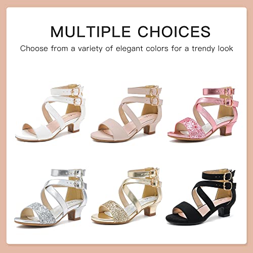 Silver Shoes For Girls Girls High Heels Sparkle Wedge Shoes Little Girls Dress Shoes Princess Heels For Little Girls For Birthday Wedding Party Big Little Kids Toddler(3405Patentsilver 2) #TOP6