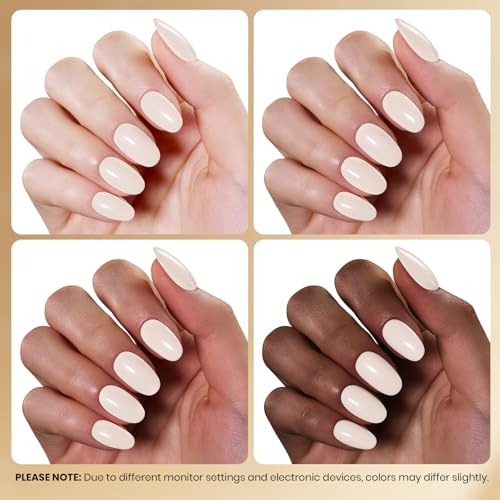 Image of Beetles White Gel Nail Polish - Creamy Hush 15ML Full Size /0.51Fl Oz, HEMA-Free Milky Gel Polish, Same Color Bottle, Soak Off UV LED Lamp French Nails Art, Manicure Salon DIY