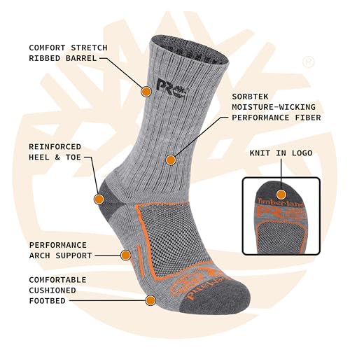 Timberland PRO Moisture Wicking Technology Mens Socks, Arch Support, Cushioned Footbed, Mesh Venting2
