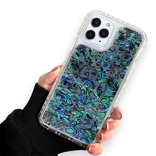 iPhone 12 Pro Max Case Genuine Unique Sea Shell Blue Designed - Golden Glitter Protective Phone Cases Shockproof Durable Soft TPU Bumper Anti-Scratch Full-Body Cover 6.7 inch