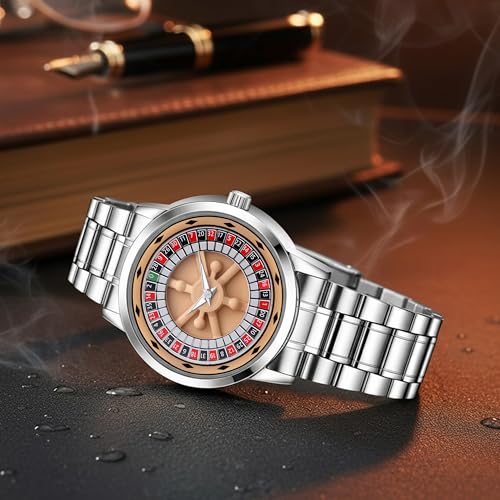 Image of Branded Men's Sport Quartz Watch Arrow Wheel Dial 360 Rotating Casual Fashion Stainless Steel Alloy Mens & Boy's Luxury Metal Gift Creative Watch