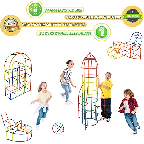 SIENIANLINE Kit De Construcción De Fuertes para Niños 3 a 12 años, Juego De Construcción para Interiores con Palos De Construcción, Túneles De Construcción De Fortalezas De Bricolaje(480pcs)