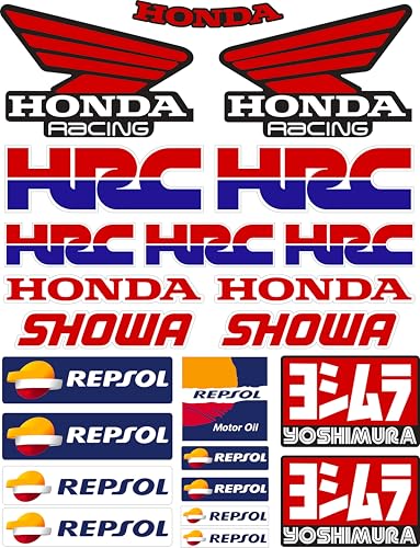 Kit di 23 adesivi sponsor per scarico auto moto racing in vinile fustellato Sport Tuning in vinile polimerico laminato per esterno resistente al calore al freddo e ai graffi (prodotto compatibile)