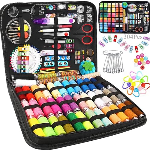 Lista de Hilos de coser de esta semana. 46 BYKNTEA Kit de Costura Profesional Portátil 304 Piezas, Costureros para Casa con Agujas para Coser, Tijeras Hilo Cinta Métrica, Costurero de Viaje Ideal para Hogar, Costura y DIY...