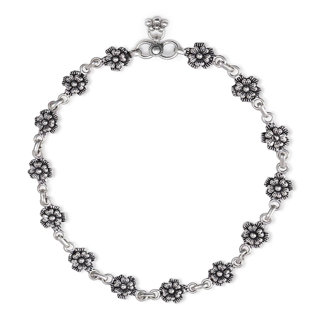 zavya 925 Sterling Silver Modest Floral Rhodium Plating Chain Anklet (Single) | Gift for Women & Girls | With Certificate of Authenticity & 925 Stamp-picture-46