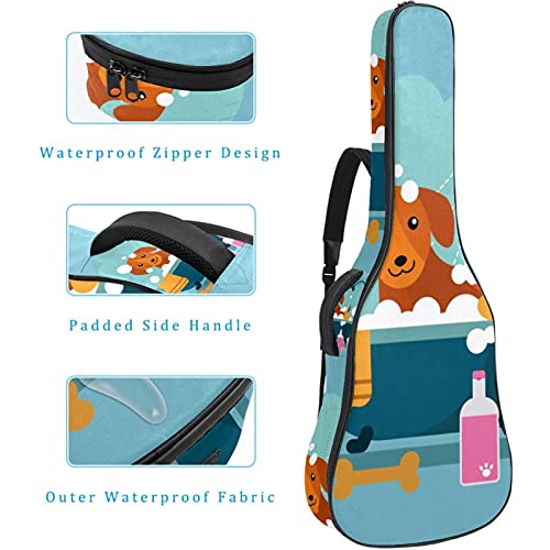 Housse guitare acoustique classique électrique imperméable bleu fermeture éclair - 4