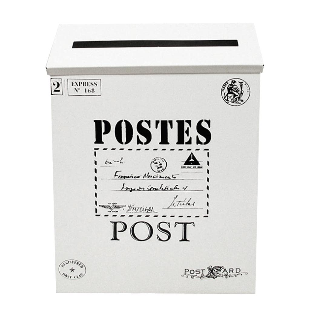 MERISHOPP®Vintage Galvanized Mailbox Letterbox Postbox Newspaper Holder Box White|Home & Garden | Home Decor| Key & Letter Holders|1 Piece Mailbox-image-23