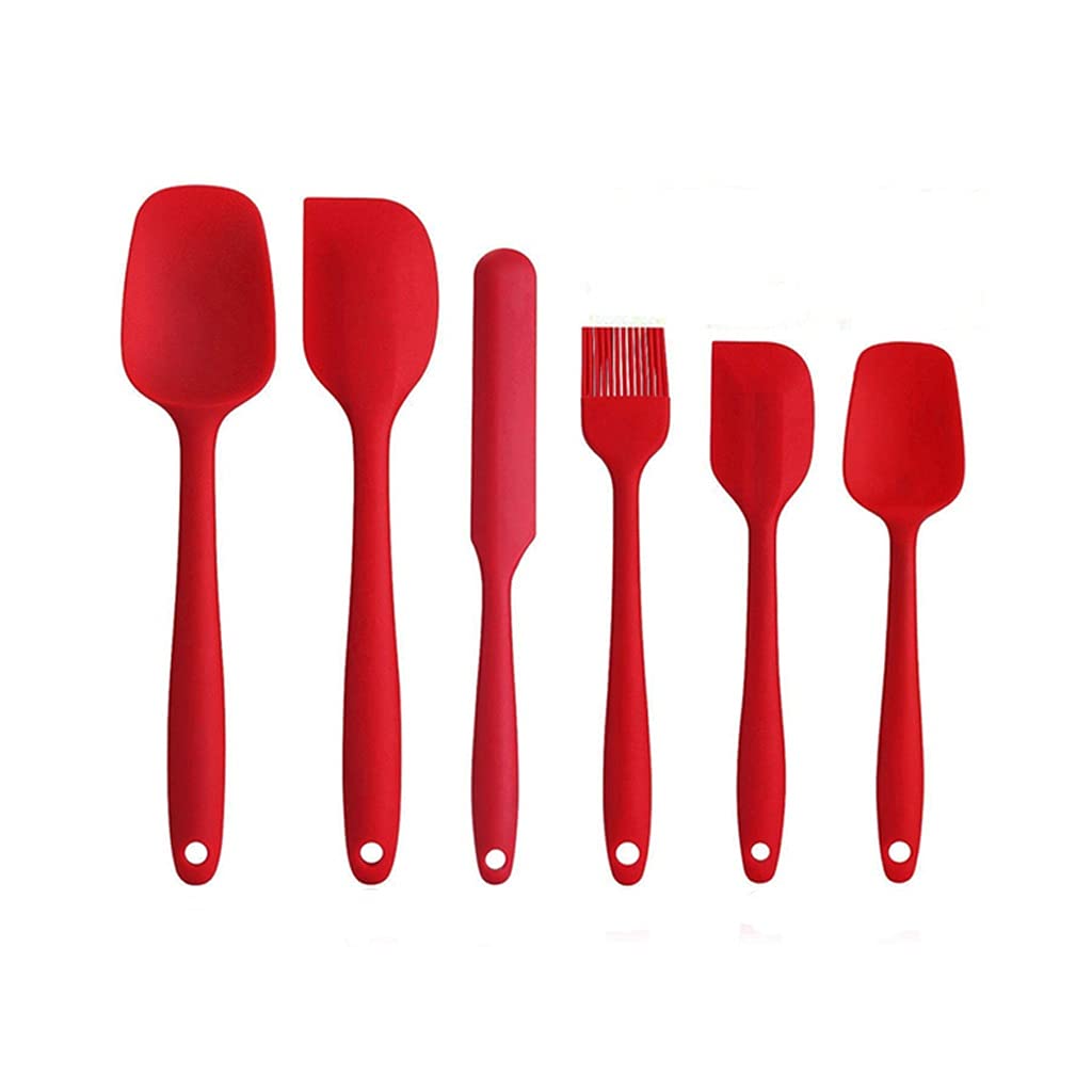 Juego de 6 Utensilios de Cocina, Cuchara de Cocina Antiadherente, espátula, cucharón, batidores de Huevos, raspador de Crema Resistente al Calor de Silicona, Herramienta de Cocina