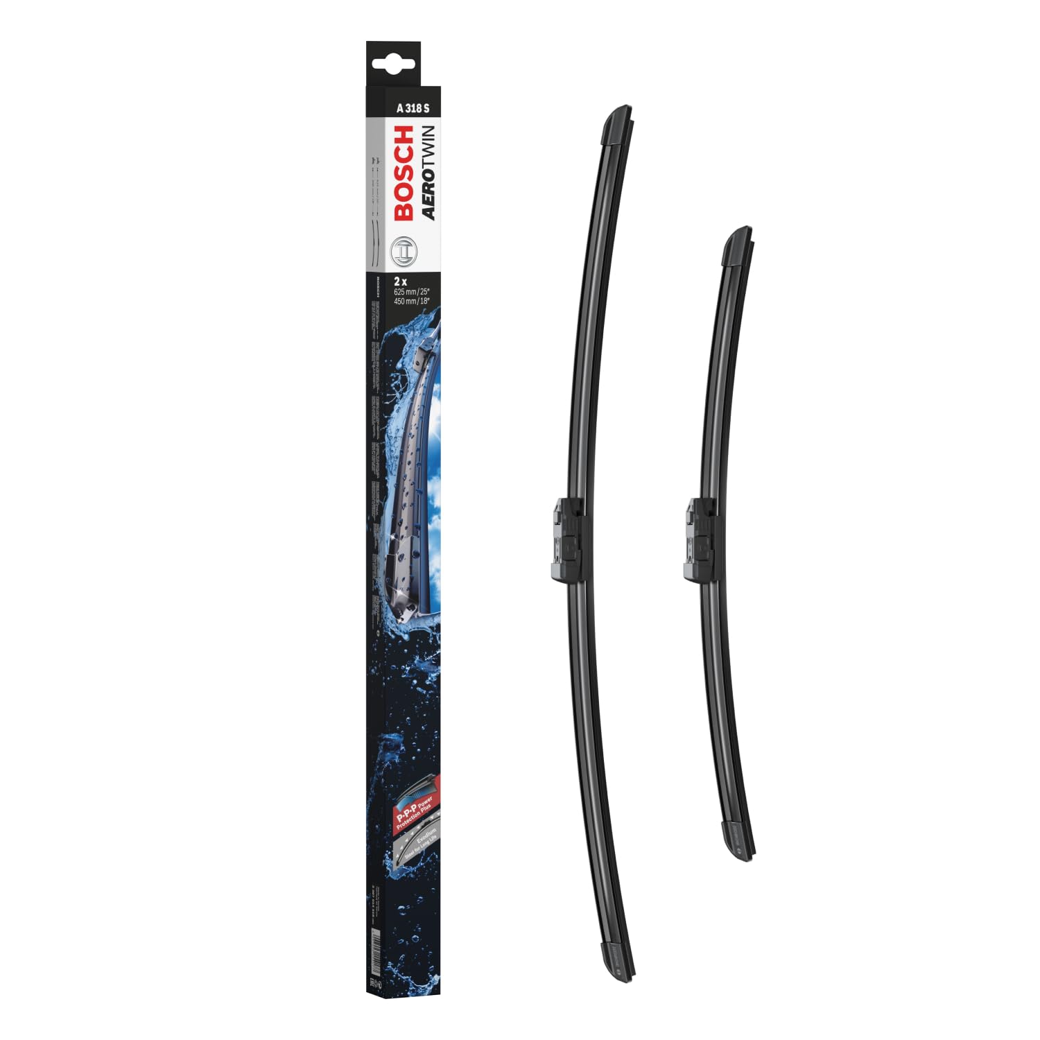 Tergicristalli Bosch Aerotwin A318S, Lunghezza 625mm/450mm, 1 set per parabrezza anteriore