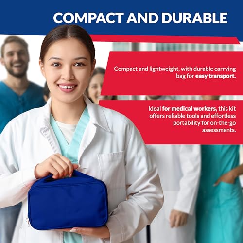 Image of Blood Pressure Monitor and Sprague Stethoscope Kit - 2-Pack, Adult Aneroid Sphygmomanometer with Dual-Head Stethoscope, Adjustable BP Cuff, Carrying Case & Accessories - Royal Blue