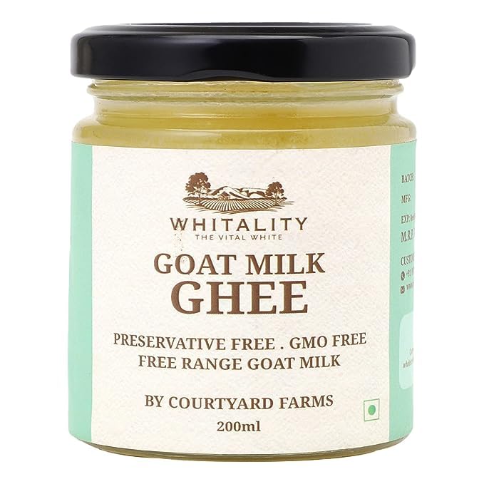 Courtyard Farms Goat Milk Ghee - 100% Natural I Grass Fed I Traditional I 200ml Glass Bottle Jar (B09F3GY7HF) Amazon Price History, Amazon Price Tracker