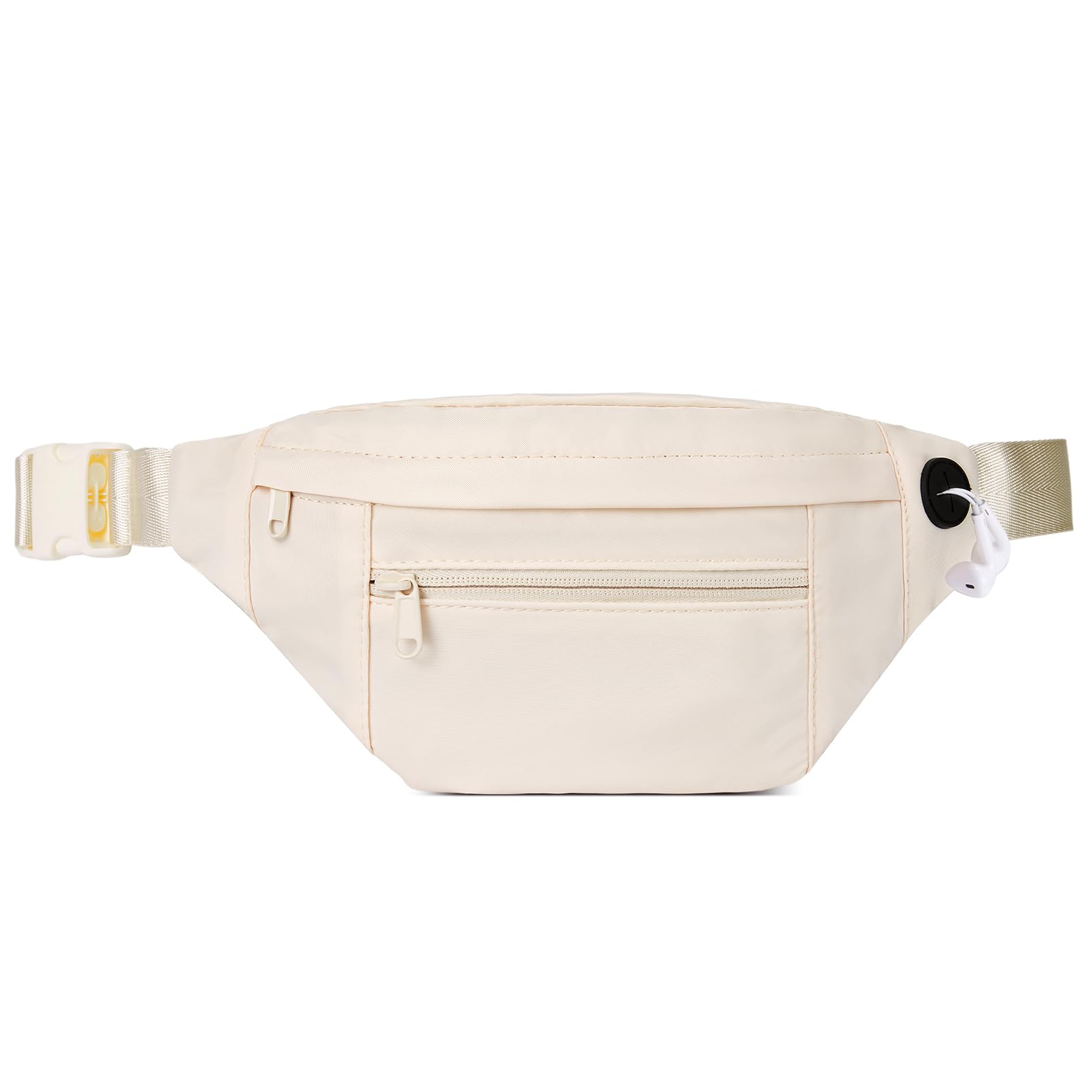 Telena Crossbody Fanny Pack for Women Men Fashion Waist Pack Belt Bag with 4-Zipper Pockets for Hiking Running Travel, 0-Beige