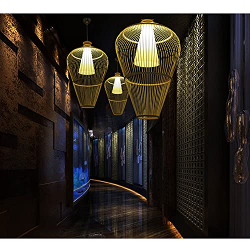 Lampe suspendue créative en bambou style rétro chinois E27 - 6