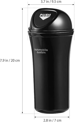 Miniatura 6 de Mini cubo de basura para automóvil con tapa, organizador de basura automático, a prueba de fugas, color negro