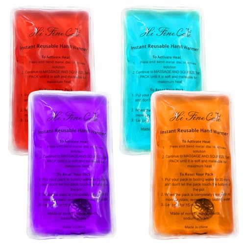 Reusable Snap Heat Pack, Hand Warmers Click, Boil Click Heat Pocket Hand Warmer, Pouch Gel Hand Warmers Long Lasting Warmth (4 Pack