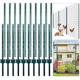 Thealyn Piquets en U pour Clôture, Lot de 10 182 CM Haut Acier Galvanisé Antirouille, Inst...
