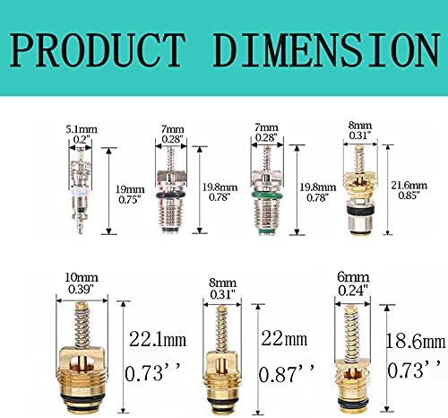 Miniatura 2 de Kit de 56 unidades de núcleo de válvula de aire acondicionado, R12 R134A Núcleos de válvula de aire acondicionado automotriz Núcleos de válvula de