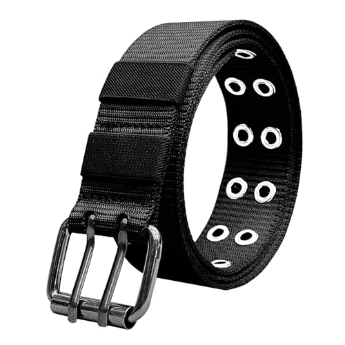 LuxStellar Cinturón de trabajo, cinturón de doble mandril de lona resistente con cierre de metal resistente, cinturón de acoplamiento para hombre, para trabajo, exterior y ocio, cinturón con remaches