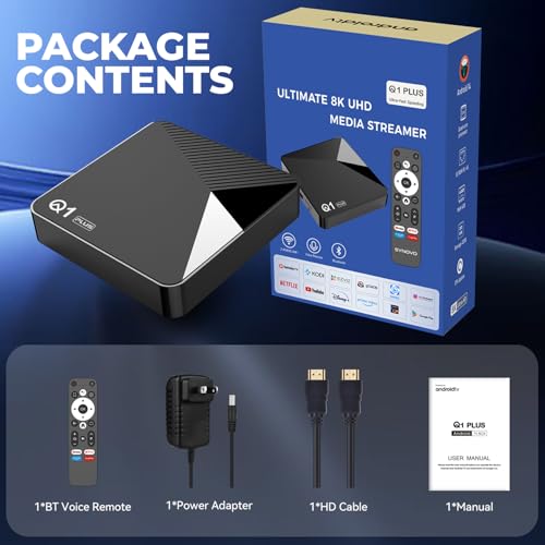 Image of 4K Android TV Box with 4GB RAM+32GB ROM Chromecast Built-in Android 14, Bluetooth 5.1 Dual Band CPU 2.4 /5GHZ HDR Support Smart OTT Box (Black, Google Assistant Working, HDMI Port Compatible)