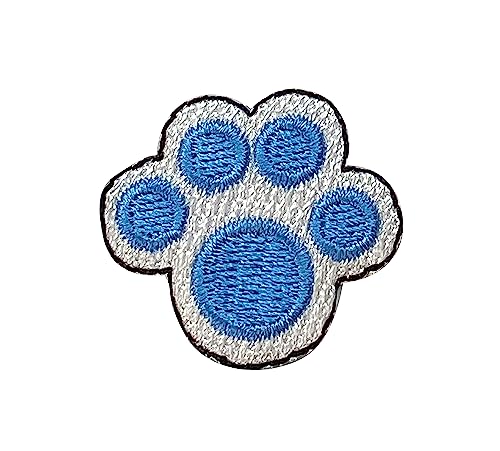 Blue and White Paw Print, Pets, Animals, Dog, Embroidered, Iron on Patch