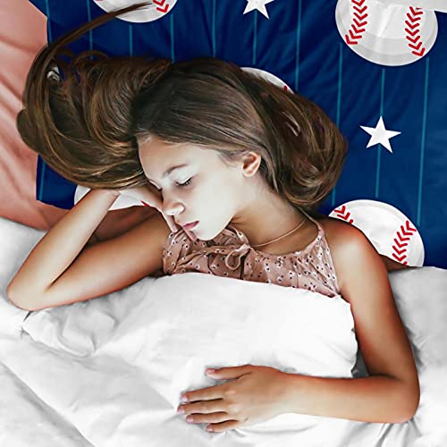 Parure de lit simple baseball housse de couette douce 2 taies d'oreiller étoiles