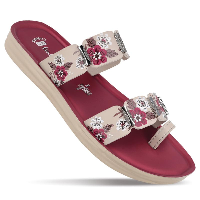 Image of WALKAROO Flat Sandals For Women|Soft Cushion Footbed, Lightweight PU Sole & Slip-On Sandals|WLR74018