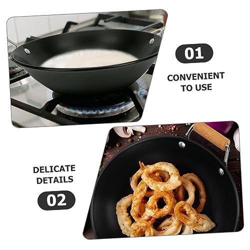 2 piezas Wok para cocina con mango de madera miniatura 7