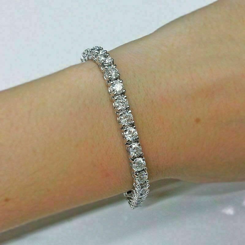 14k White Gold Finish 5.70 Ct Round Cut Diamond For Unisex Tennis Bracelet4
