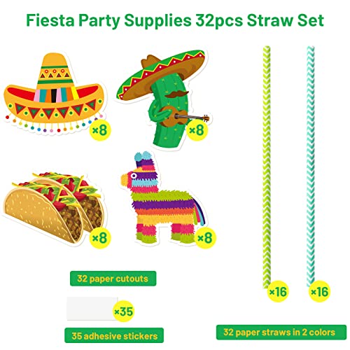 Set de 32 pitillos de papel decorativos para fiesta miniatura 3