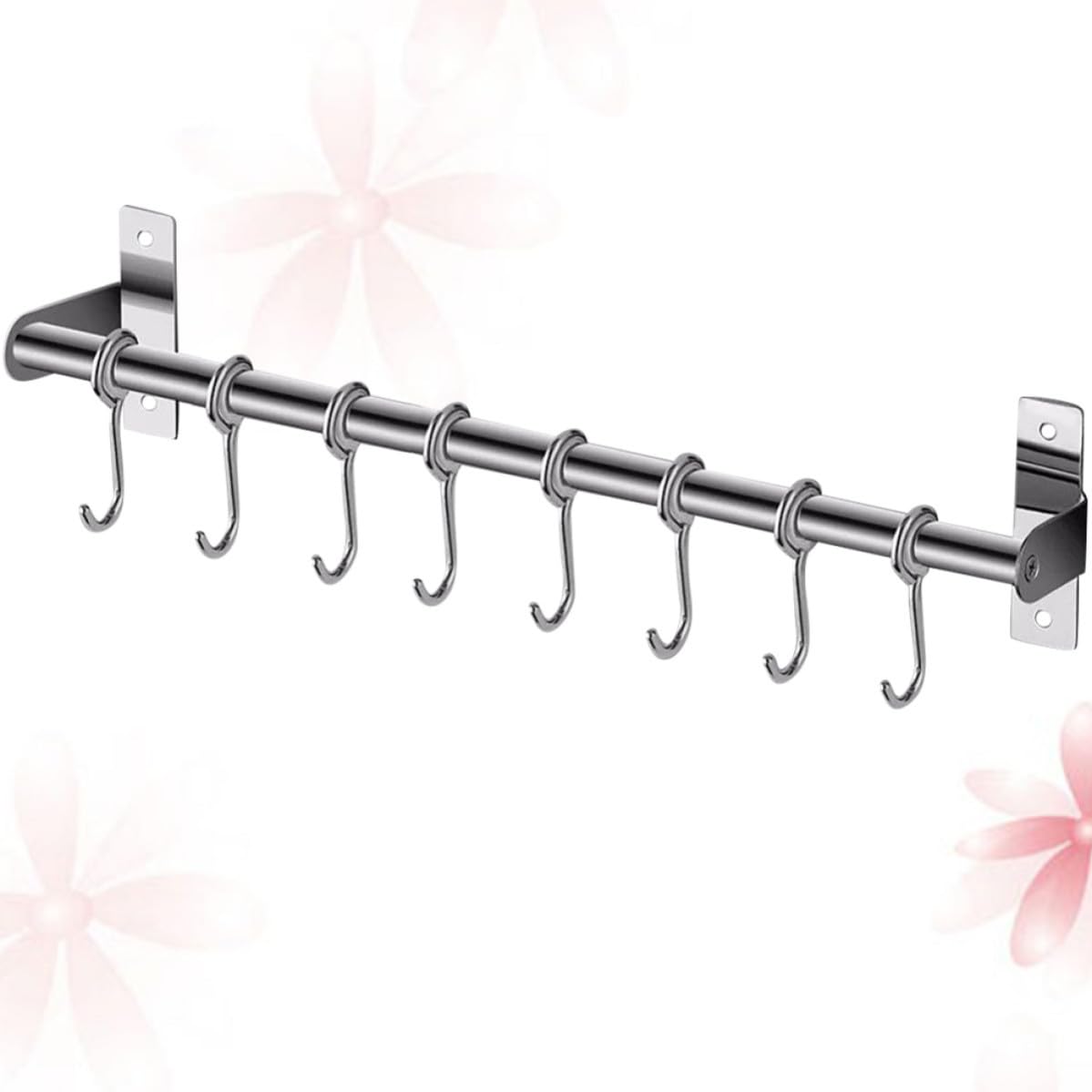 Perchero de pared de acero inoxidable 304 de 50 cm con 8 ganchos para organizar el hogar