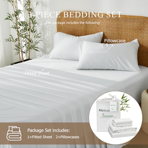 Image of 100% Viscose Derived from Bamboo Sheets Queen Size, Soft & Cooling Viscose from Bamboo Sheets Set, Organically Grown,Breathable & Soft Deep Pocket Up to 18 Inches(White)