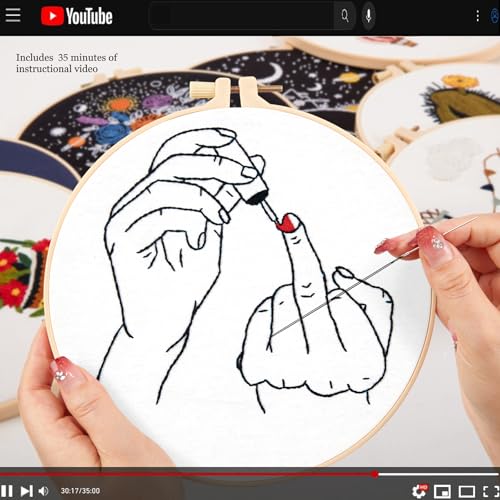 Image of Crafmanoe Hand Embroidery Starter Kit for Beginners Adults, Counted Stamped Cross Stitch Kits for Adults Beginners, Easy Funny Embroidery Needlepoint Kits, Embroidery Fabric, Hoops and Video Tutorial