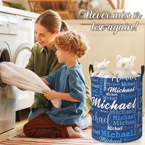 Image of Custom Name Laundry Hamper, Personalized Laundry Baskets with Name for Boys Girls Women Men, Customized Collapsible Dirty Clothes Hamper Easy Storage Gifts for Bedroom Bathroom Living Room