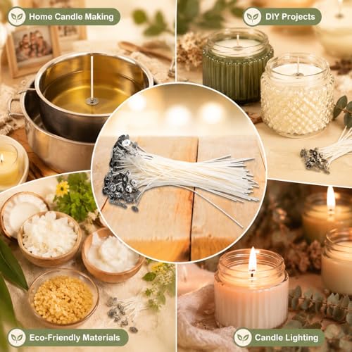 100 piezas de mechas para velas de algodón natural 20 cm miniatura 4