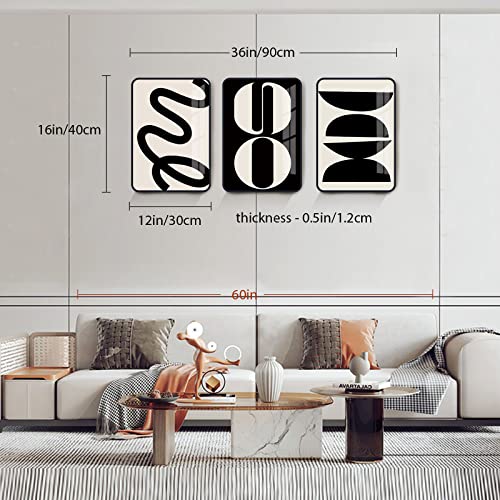 Serimino Framed Wall Art For Living Room Black Minimalist Geometry Lines Abstract Shapes Beige Picture Wall Decor Modern Nordic Artwork For Bedroom Bathroom Prints Paintings For Home Decorations #TOP3