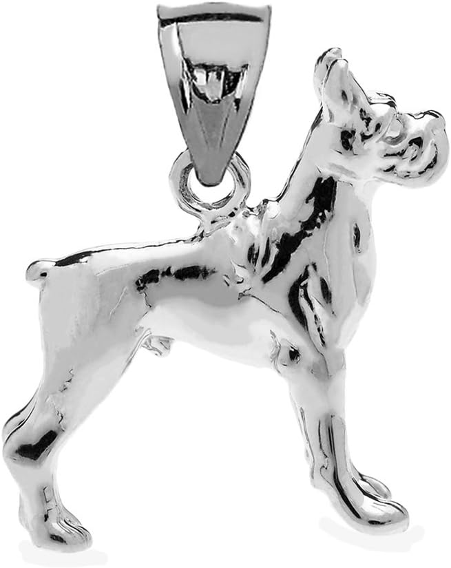 Sterling Silver 3D Boxer Dog Charm Pendant Necklace - Image 2
