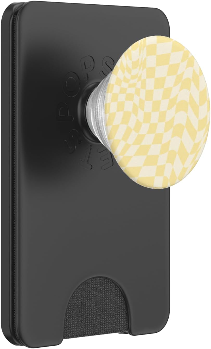 Retro Butter Yellow Checkered Pattern Wavy Checkerboard PopSockets PopGrip for MagSafe