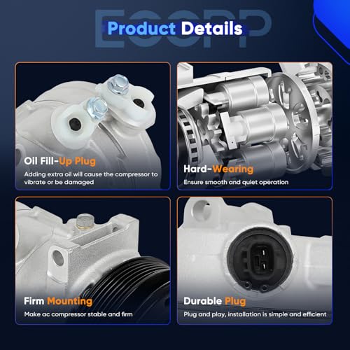 Image of ECCPP AC Compressor 2007-2008 for Chrysler Sebring 2.7L 3.5L | 2008 for Dodge Avenger 2.7L 3.5L Fast Cooling A /C Compressor with Clutch