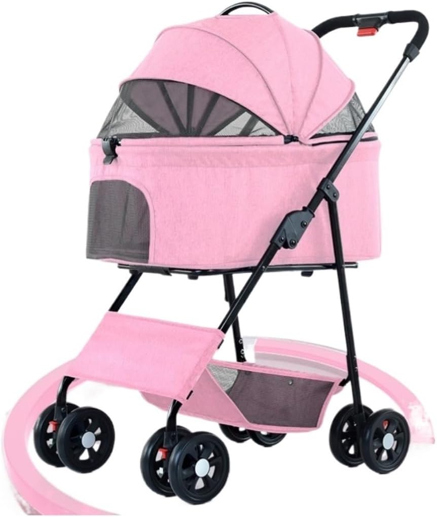 Stroller for Cats Dog Stroller Foldable Dog Cat Stroller with Detachable Carrier Pet Stroller with 3 Window Storage Basket for Small Medium Dogs Cats Pet Carrier Strolling Cart(Blue)